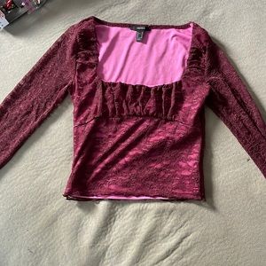 Pink square necked longe sleeve shirt
